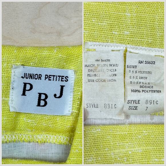 Vintage 1970s Yellow Novelty Print Angel Sleeve Babydoll Mini Dress - Picture 7 of 9